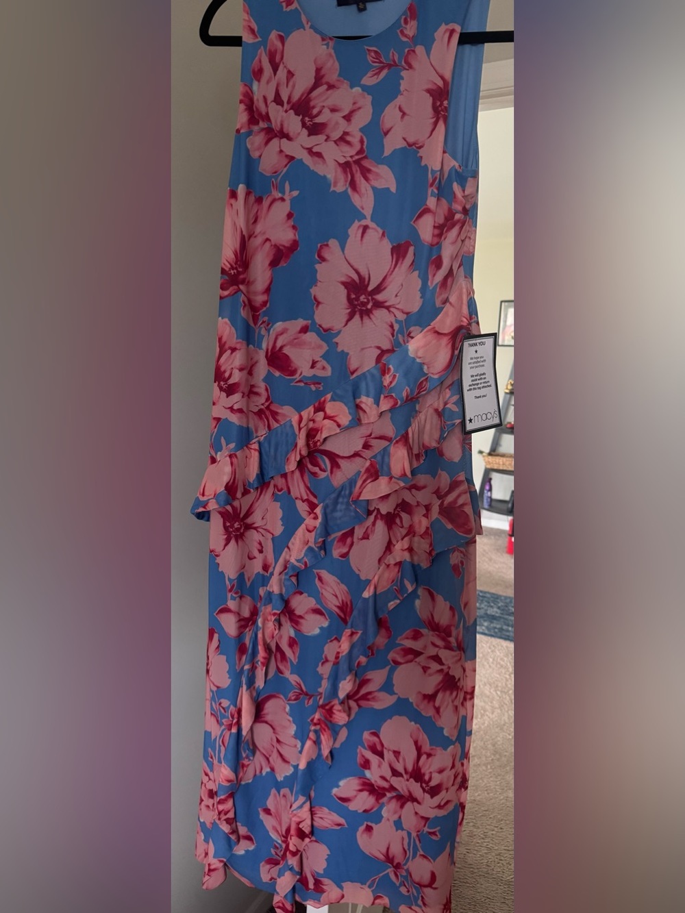 RACHEL Rachel Roy Blue Dress with Pink Floral Print